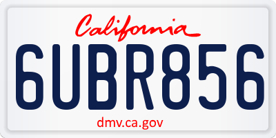 CA license plate 6UBR856