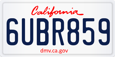 CA license plate 6UBR859