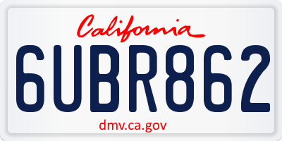 CA license plate 6UBR862