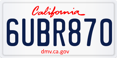 CA license plate 6UBR870