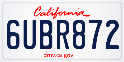 CA license plate 6UBR872