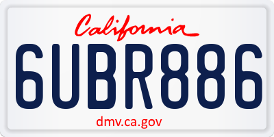 CA license plate 6UBR886