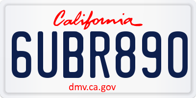CA license plate 6UBR890