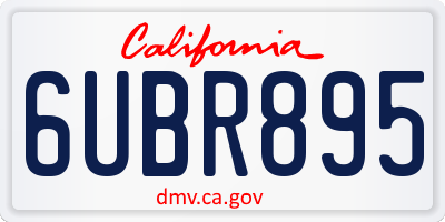 CA license plate 6UBR895
