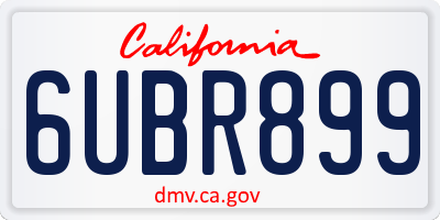 CA license plate 6UBR899