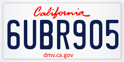 CA license plate 6UBR905