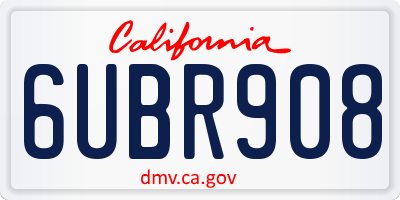 CA license plate 6UBR908