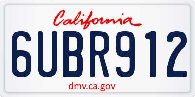 CA license plate 6UBR912