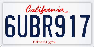 CA license plate 6UBR917