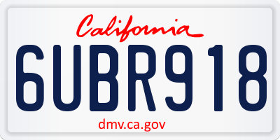 CA license plate 6UBR918