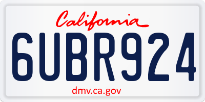 CA license plate 6UBR924