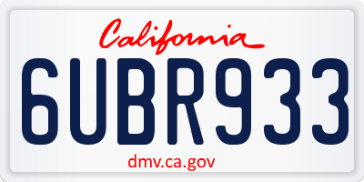 CA license plate 6UBR933
