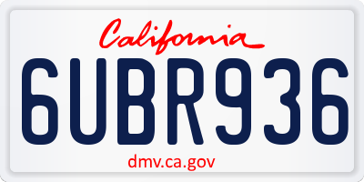 CA license plate 6UBR936