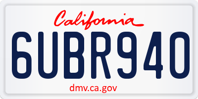 CA license plate 6UBR940