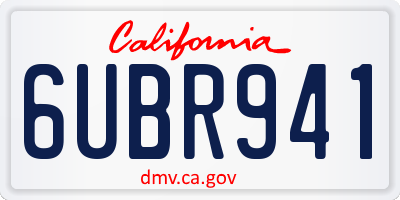 CA license plate 6UBR941