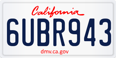 CA license plate 6UBR943