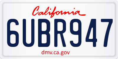 CA license plate 6UBR947