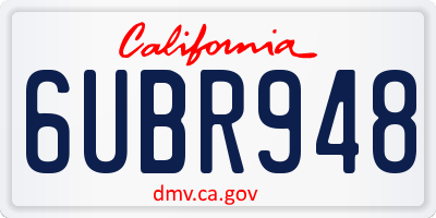 CA license plate 6UBR948