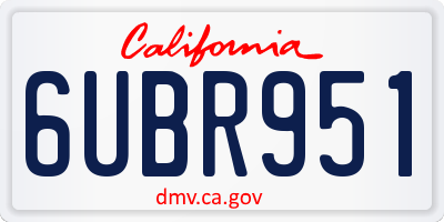 CA license plate 6UBR951
