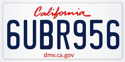 CA license plate 6UBR956