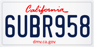 CA license plate 6UBR958