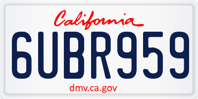 CA license plate 6UBR959