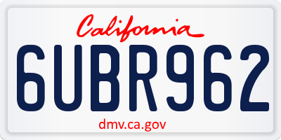 CA license plate 6UBR962