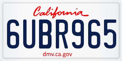 CA license plate 6UBR965