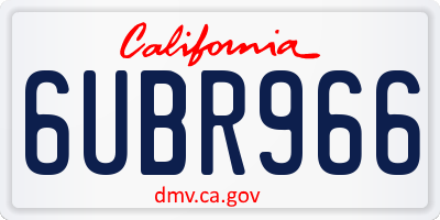 CA license plate 6UBR966