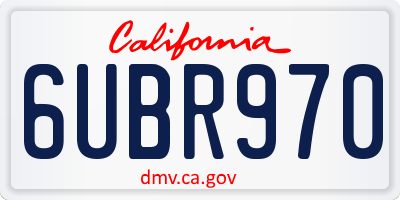 CA license plate 6UBR970
