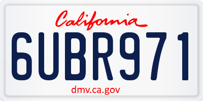 CA license plate 6UBR971