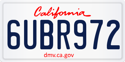 CA license plate 6UBR972