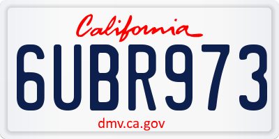 CA license plate 6UBR973