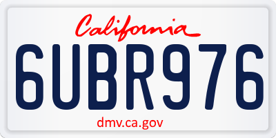 CA license plate 6UBR976