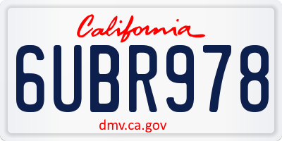 CA license plate 6UBR978