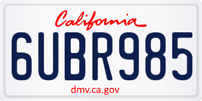 CA license plate 6UBR985
