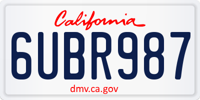 CA license plate 6UBR987