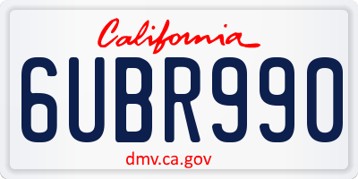 CA license plate 6UBR990
