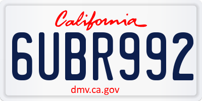 CA license plate 6UBR992