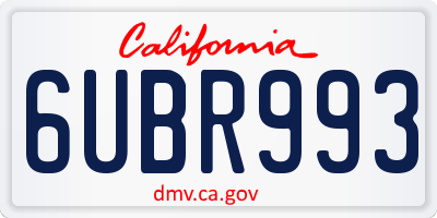 CA license plate 6UBR993