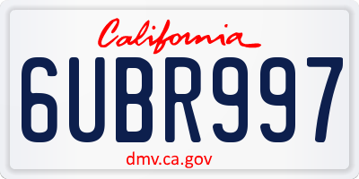 CA license plate 6UBR997