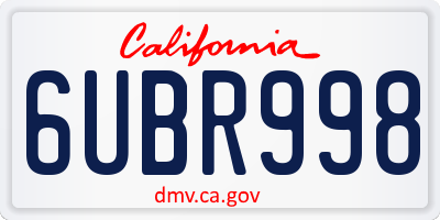 CA license plate 6UBR998