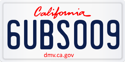 CA license plate 6UBS009