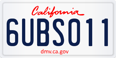 CA license plate 6UBS011