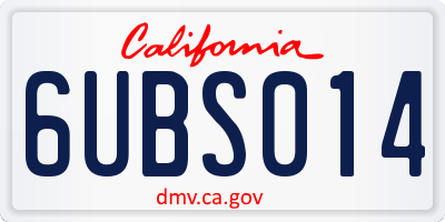 CA license plate 6UBS014