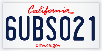 CA license plate 6UBS021