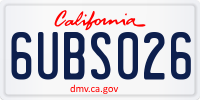 CA license plate 6UBS026