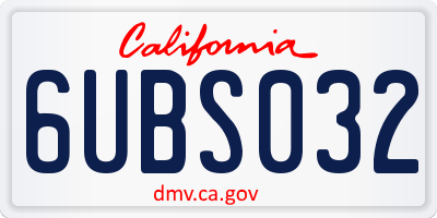CA license plate 6UBS032