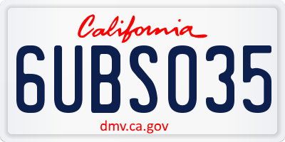 CA license plate 6UBS035