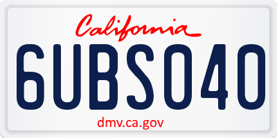 CA license plate 6UBS040